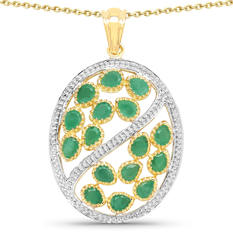 2.24 Carat Genuine Emerald .925 Sterling Silver Pendant