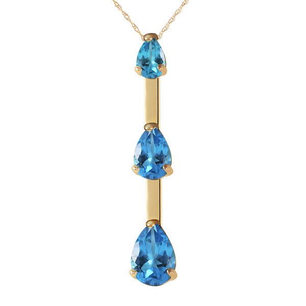 1.71 Carat 14K Solid Yellow Gold First Light Blue Topaz Necklace