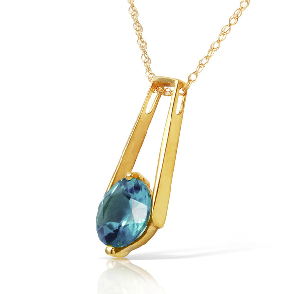 1.45 Carat 14K Solid Yellow Gold Love At First Light Blue Topaz Necklace