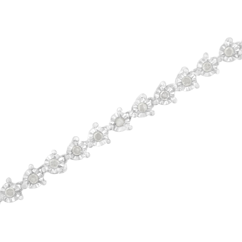 .925 Sterling Silver 1/2 cttw 3 Prong Set Diamond Martini Style Tennis Bracelet (I-J Clarity, I3 Color) - Size 7.25"