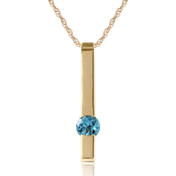 0.25 Carat 14K Solid Yellow Gold Look At Me Blue Topaz Necklace