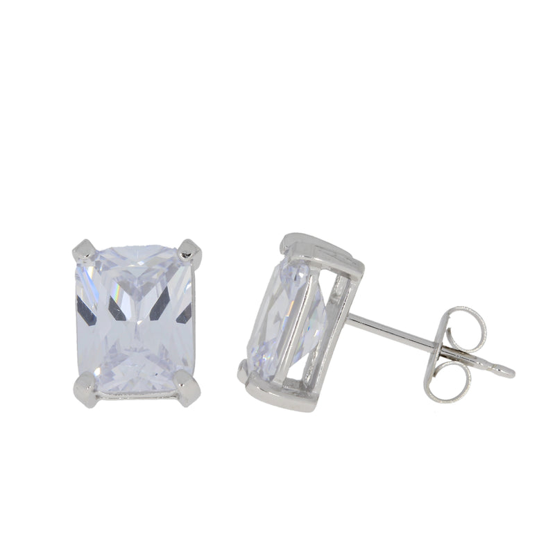 Genuine Cubic Zirconium Stud Earrings Sterling Silver