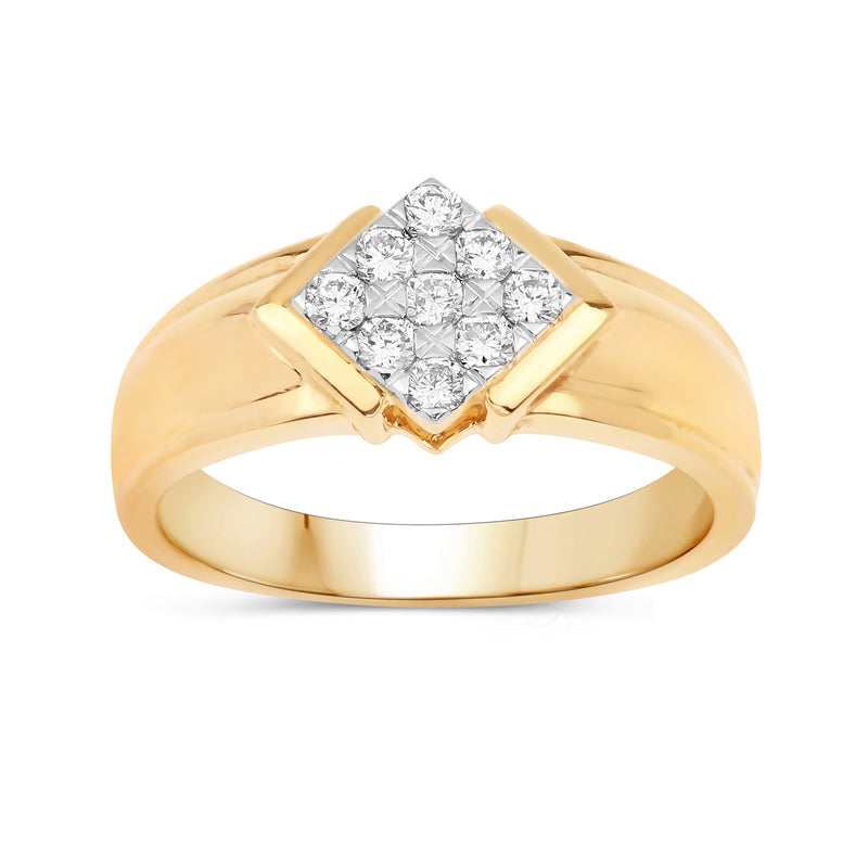 0.38 Carat Genuine White Diamond 14K Yellow Gold Ring (F-G Color, SI Clarity)