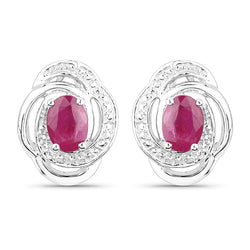 1.70 Carat Genuine Ruby .925 Sterling Silver Earrings