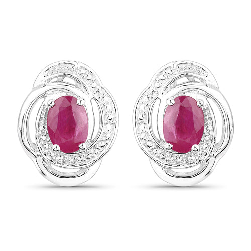 1.70 Carat Genuine Ruby .925 Sterling Silver Earrings