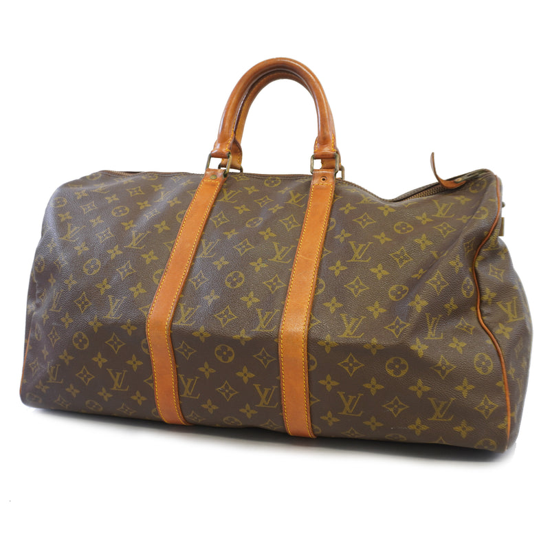 Auth Louis Vuitton Monogram Keepol 50 M41426 MenWomenUnisex Boston BagHandbag