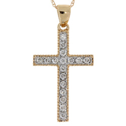 .16ct Diamond Cross Religious Pendant 14KT Rose Gold