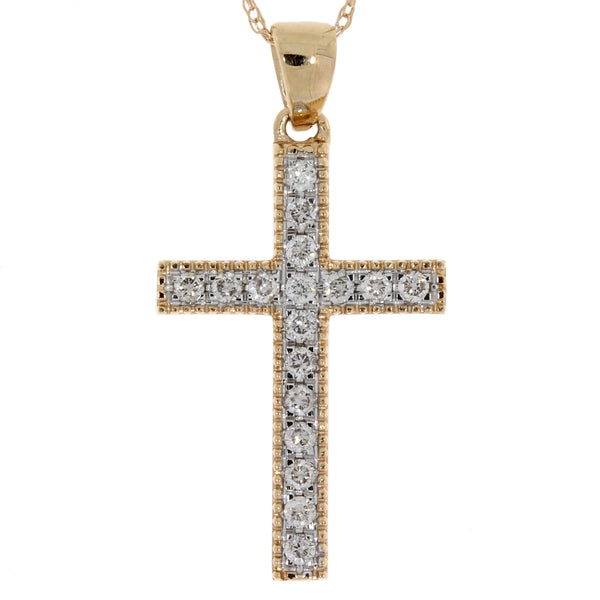 .16ct Diamond Cross Religious Pendant 14KT Rose Gold