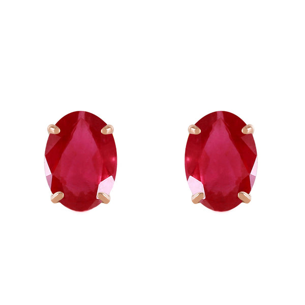 1.8 Carat 14K Solid Yellow Gold Stud Earrings Natural Ruby