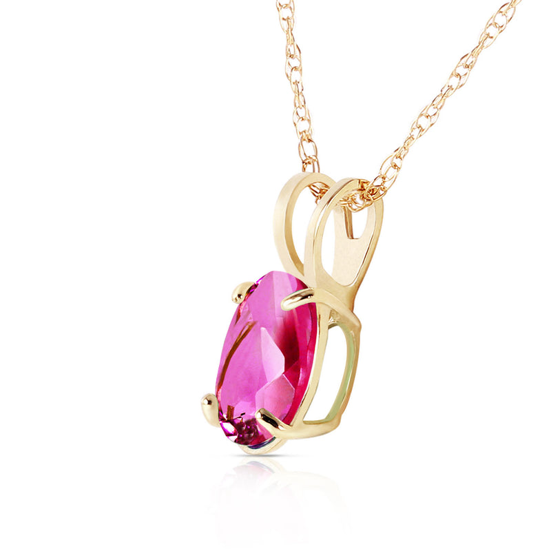 0.85 Carat 14K Solid Yellow Gold Heart Asks Mind Pink Topaz Necklace