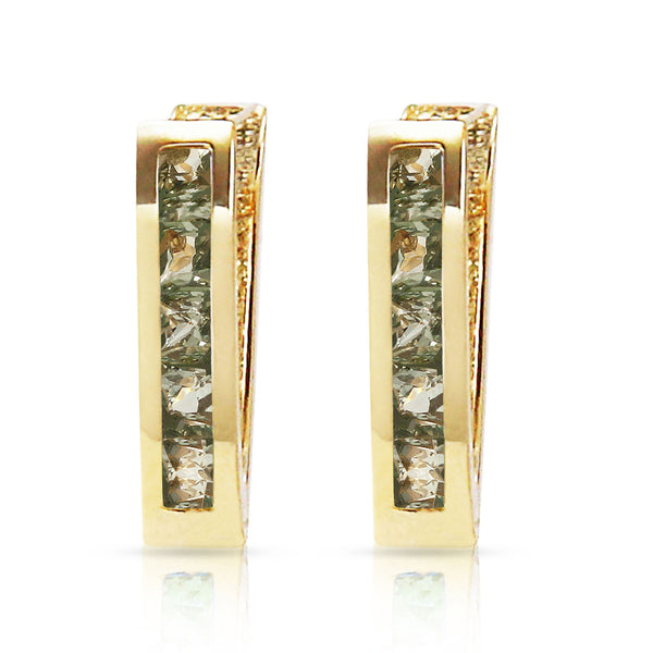 1.3 Carat 14K Solid Yellow Gold Huggie Earrings Green Natural Sapphire