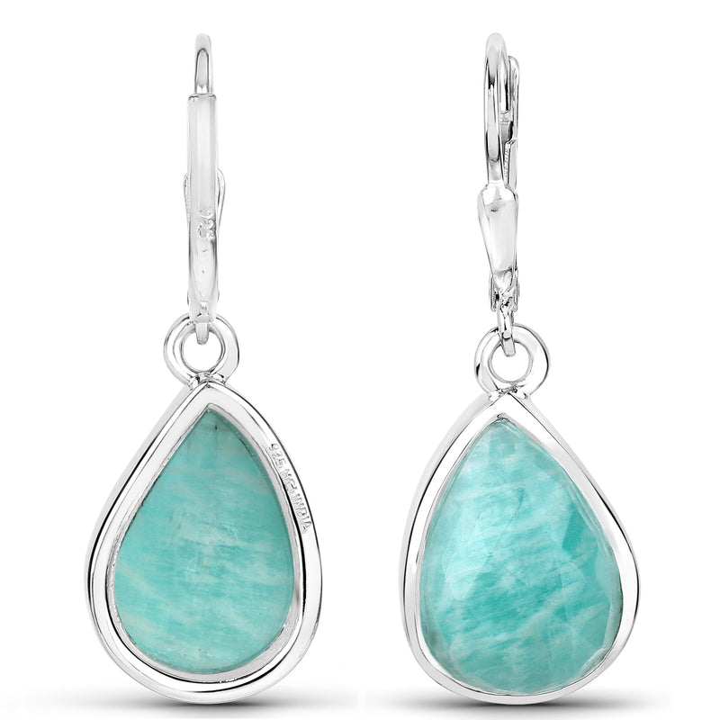 10.04 Carat Genuine Amazonite .925 Sterling Silver Earrings