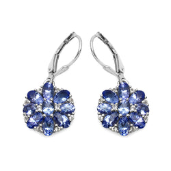 4.46 Carat Genuine Tanzanite and White Topaz .925 Sterling Silver Earrings