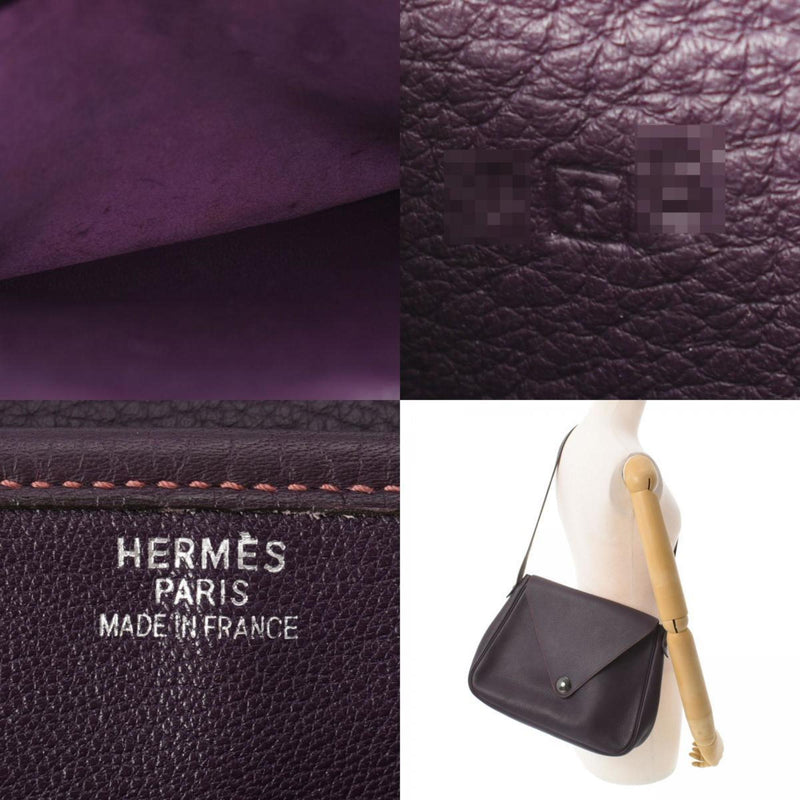 HERMES Hermes Christine Tuareg Leysin black metal fittings  F engraved (around 2002) Ladies Taurillon Clemence shoulder bag