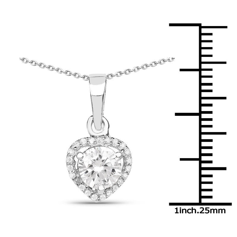 1.52 Carat Genuine White Cubic Zirconia .925 Sterling Silver Pendant