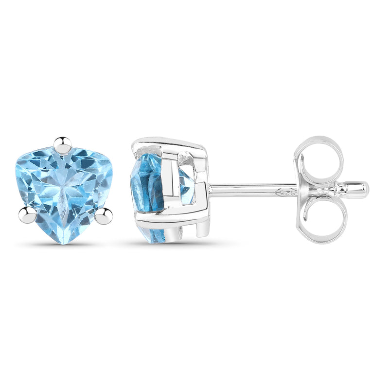 1.00 Carat Genuine Blue Topaz .925 Sterling Silver Earrings