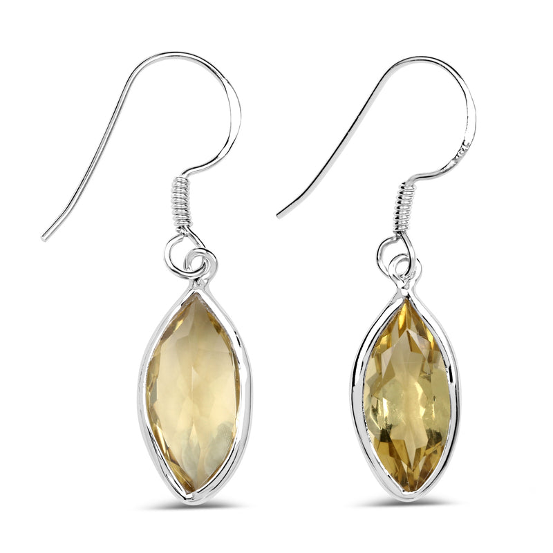 5.60 Carat Genuine Lemon Quartz .925 Sterling Silver Earrings