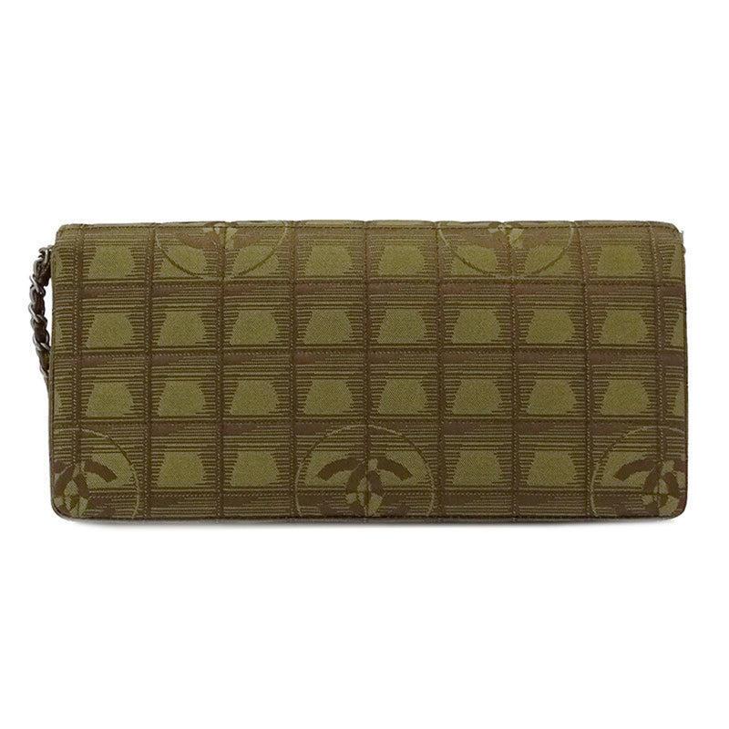 Chanel CHANEL Bag New Travel Chocolate Bar Ladies Shoulder Nylon Brown Khaki Green