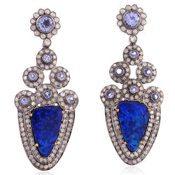 18k Gold 6.1ct Gemstone Diamond Sterling Silver Designer Dangle Earrings Jewelry