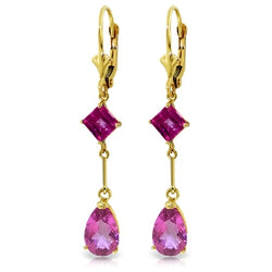 4.95 Carat 14K Solid Yellow Gold Nostalgia Pink Topaz Earrings