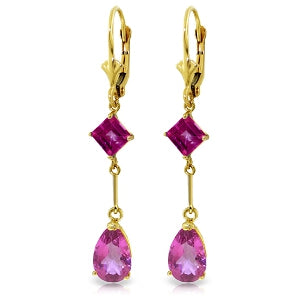 4.95 Carat 14K Solid Yellow Gold Nostalgia Pink Topaz Earrings