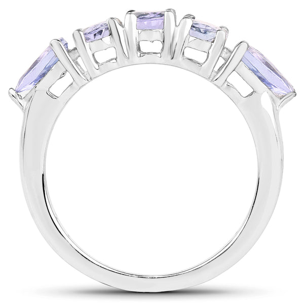 2.33 Carat Genuine Tanzanite .925 Sterling Silver Ring