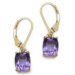 14K Yellow Gold Plated 3.60 Carat Genuine Amethyst Sterling Silver Earrings