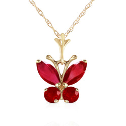 0.6 Carat 14K Solid Yellow Gold Butterfly Necklace Natural Ruby