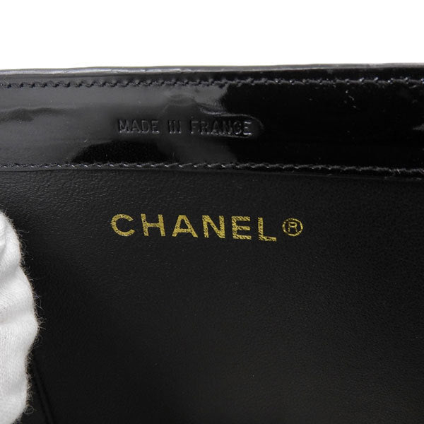 Chanel Womens Patent Leather Tote Bag Black