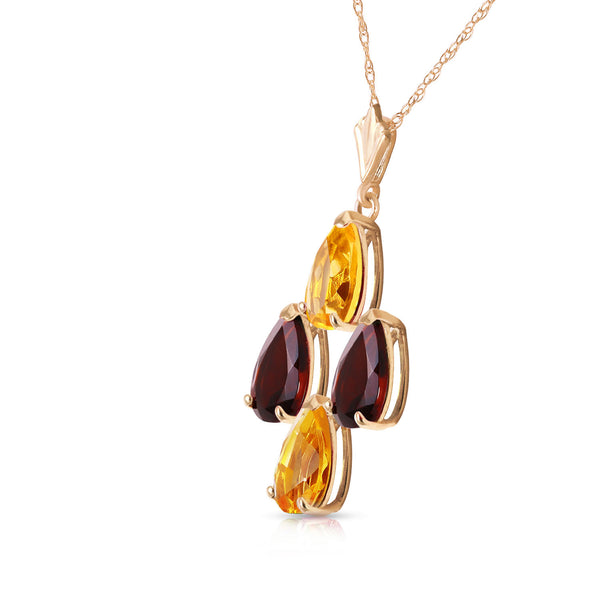 1.5 Carat 14K Solid Yellow Gold Twinkling Garnet Citrine Necklace