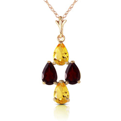 1.5 Carat 14K Solid Yellow Gold Twinkling Garnet Citrine Necklace