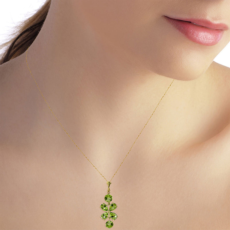 3.15 Carat 14K Solid Yellow Gold Lines Read In Spring Peridot Necklace