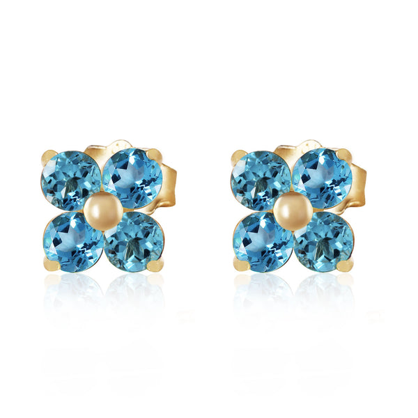 1.15 Carat 14K Solid Yellow Gold Stud Earrings Blue Topaz