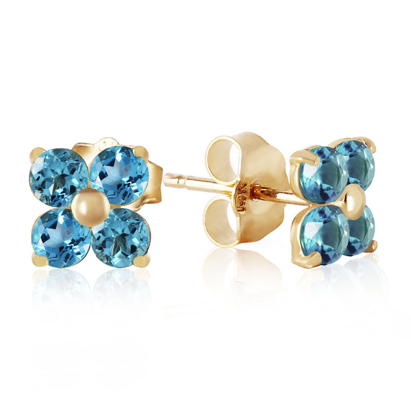 1.15 Carat 14K Solid Yellow Gold Stud Earrings Blue Topaz