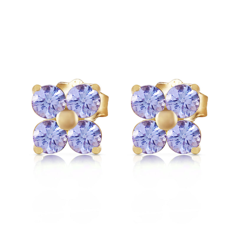 1.15 Carat 14K Solid Yellow Gold Stud Earrings Natural Tanzanite