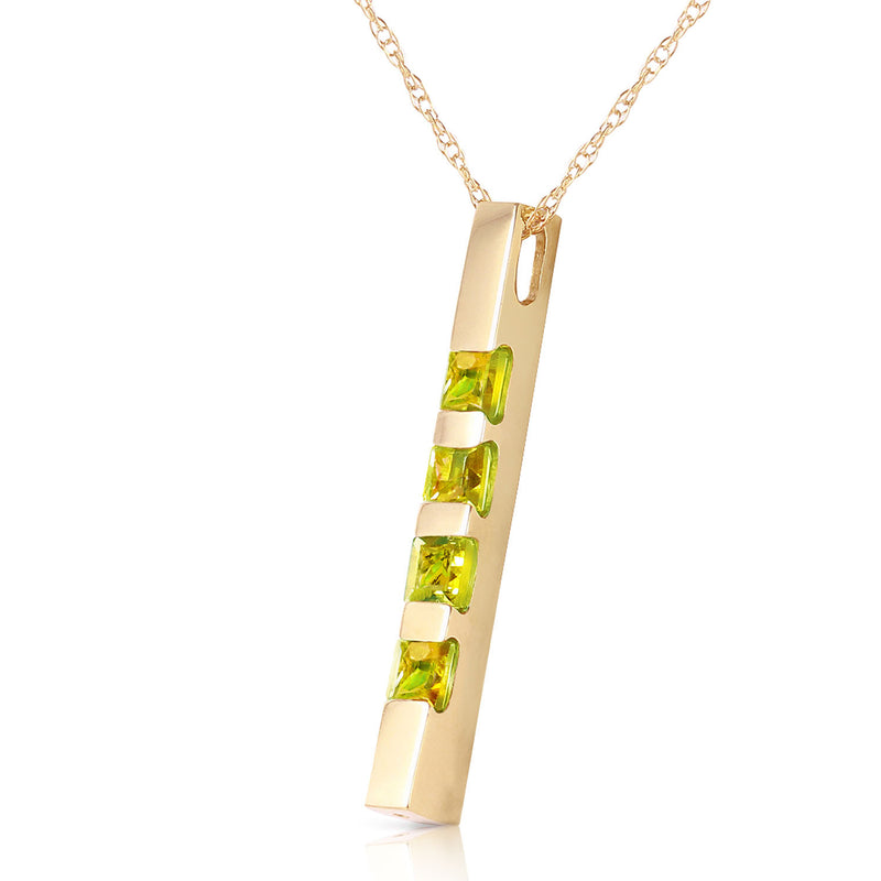 0.35 Carat 14K Solid Yellow Gold Necklace Bar Natural Peridot