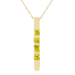 0.35 Carat 14K Solid Yellow Gold Necklace Bar Natural Peridot