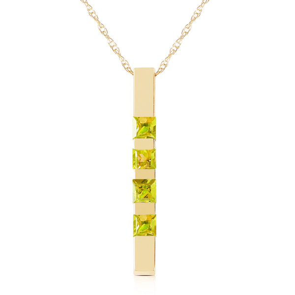 0.35 Carat 14K Solid Yellow Gold Necklace Bar Natural Peridot