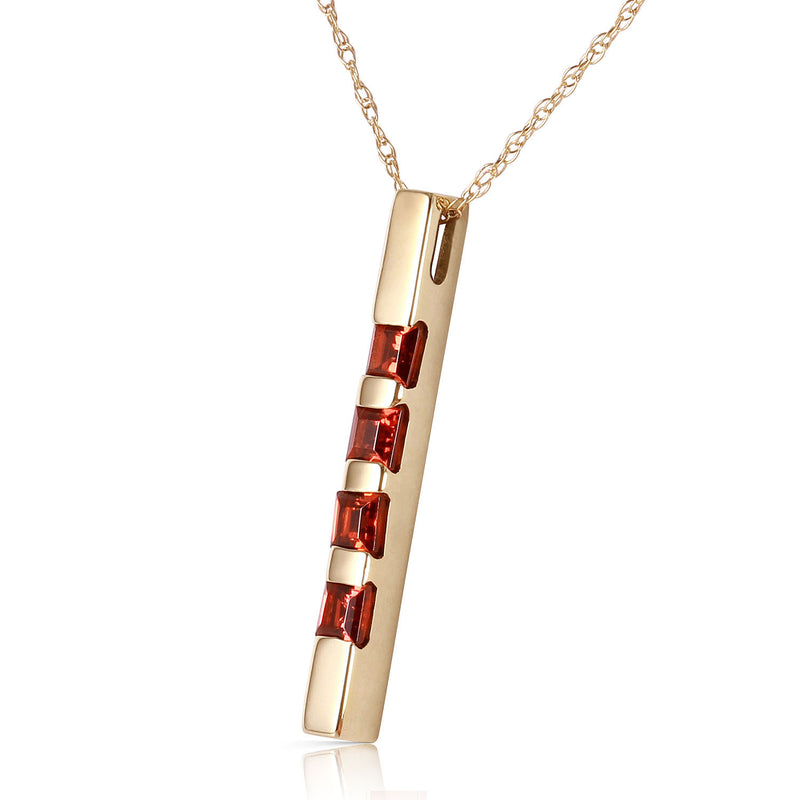 0.35 Carat 14K Solid Yellow Gold Necklace Bar Natural Garnet