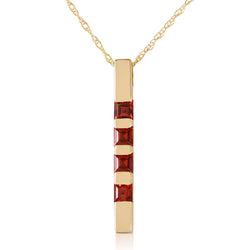 0.35 Carat 14K Solid Yellow Gold Necklace Bar Natural Garnet