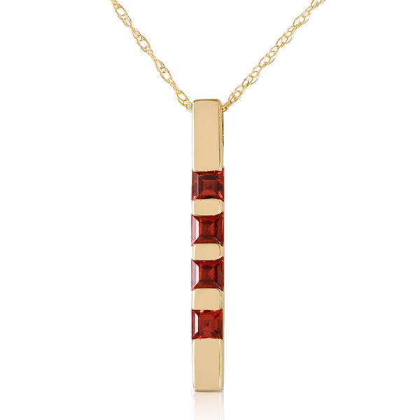 0.35 Carat 14K Solid Yellow Gold Necklace Bar Natural Garnet