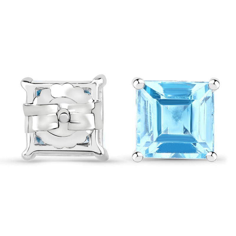 4.00 Carat Genuine Swiss Blue Topaz .925 Sterling Silver Earrings