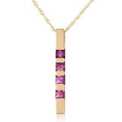 0.35 Carat 14K Solid Yellow Gold Necklace Bar Natural Purple Amethyst