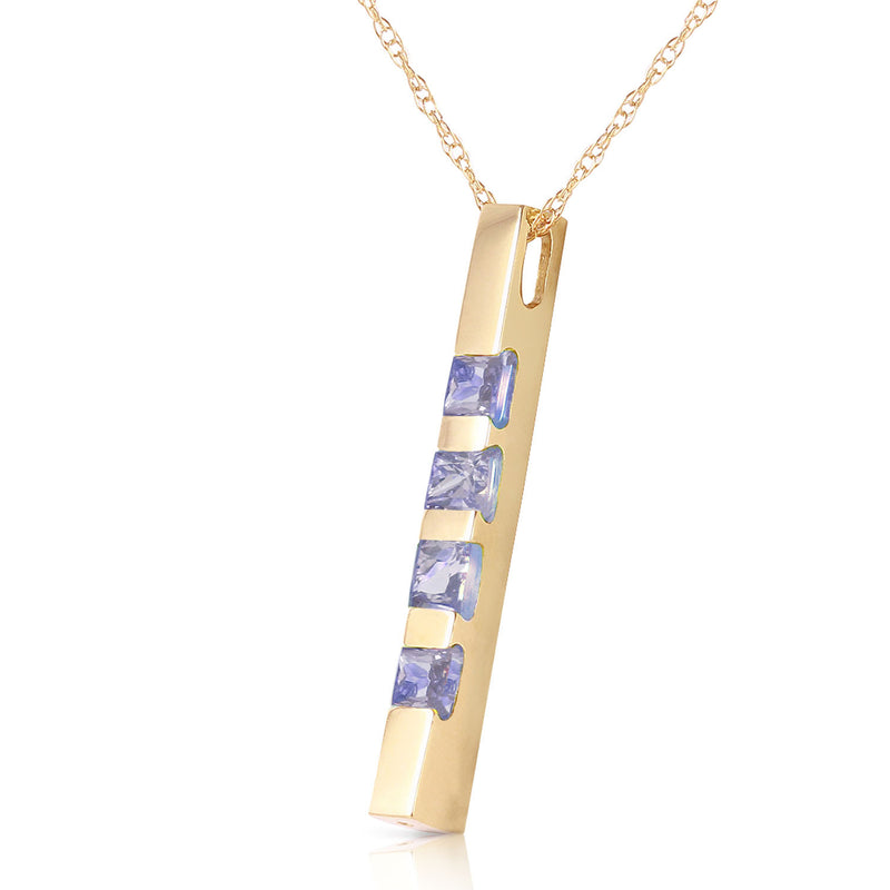 0.35 Carat 14K Solid Yellow Gold Necklace Bar Natural Tanzanite