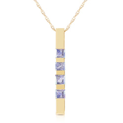 0.35 Carat 14K Solid Yellow Gold Necklace Bar Natural Tanzanite