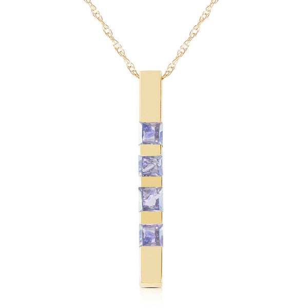 0.35 Carat 14K Solid Yellow Gold Necklace Bar Natural Tanzanite