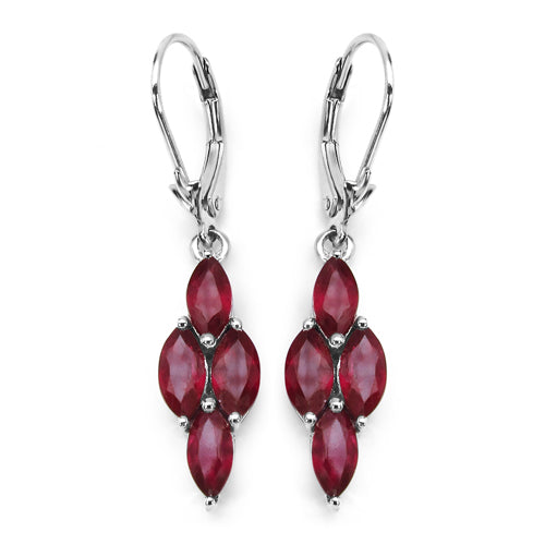 3.20 Carat Genuine Glass Filled Ruby .925 Sterling Silver Earrings