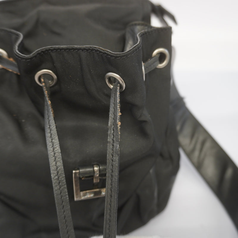 Auth Prada Shoulder Bag Womens NylonLeather Shoulder Bag Black