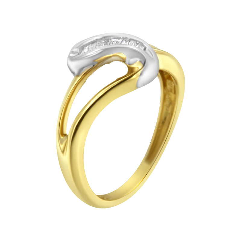 14kt Two-Toned Gold 1/10ct TDW Baguette cut Diamond Ring (I-JI1)