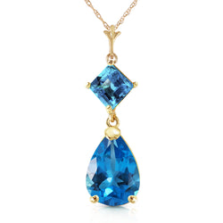 2 Carat 14K Solid Yellow Gold To Love Again Blue Topaz Necklace